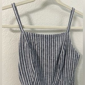 Old Navy Jumpsuit sleeveless spaghetti straps pin stripe blue and white